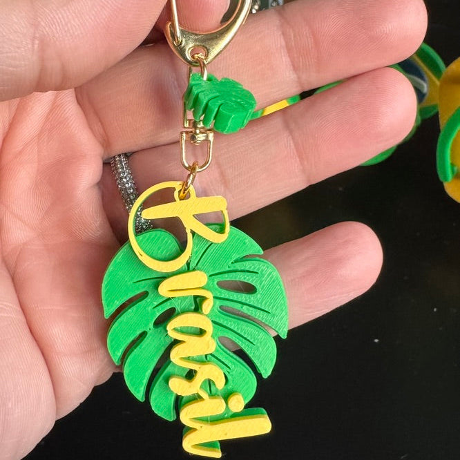 Chioda Set 2 Portachiavi Foglia Monstera Brasil 5cm - Tropicale Elegante con Dettaglio Dorato - Accessorio Regalo Stile Unico Brasile Made in Italy