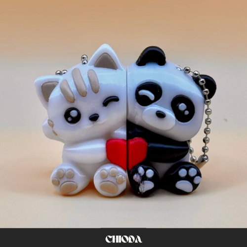 Portachiavi Coppia magnetici Gattino e Panda