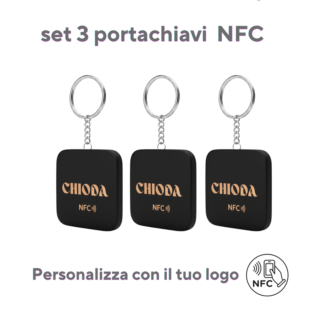 Chioda.TAP Set 1/3/6 Portachiavi NFC che Trasforma il Tuo Biglietto da Visita
