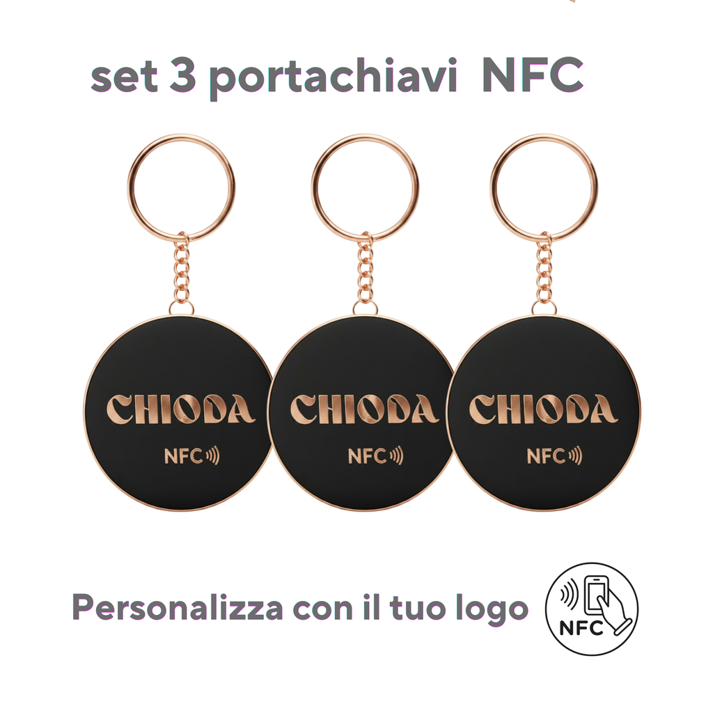Chioda.TAP Set 1/3/6 Portachiavi NFC che Trasforma il Tuo Biglietto da Visita