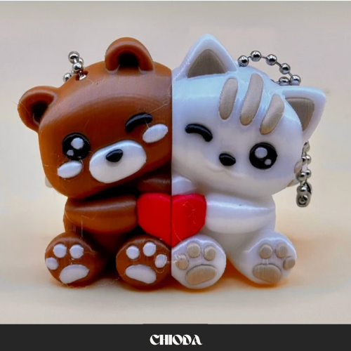 Coppia magnetici ORSO e GATTO (portachiavi)