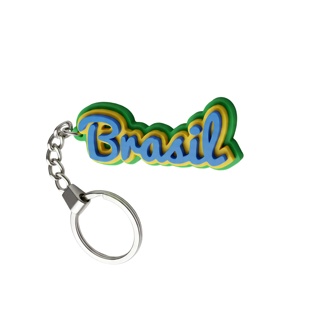Set 1/3/6 Portachiavi Brasil – Tricolore 3D con Font Elegante | Idea Regalo Souvenir Brasiliano
