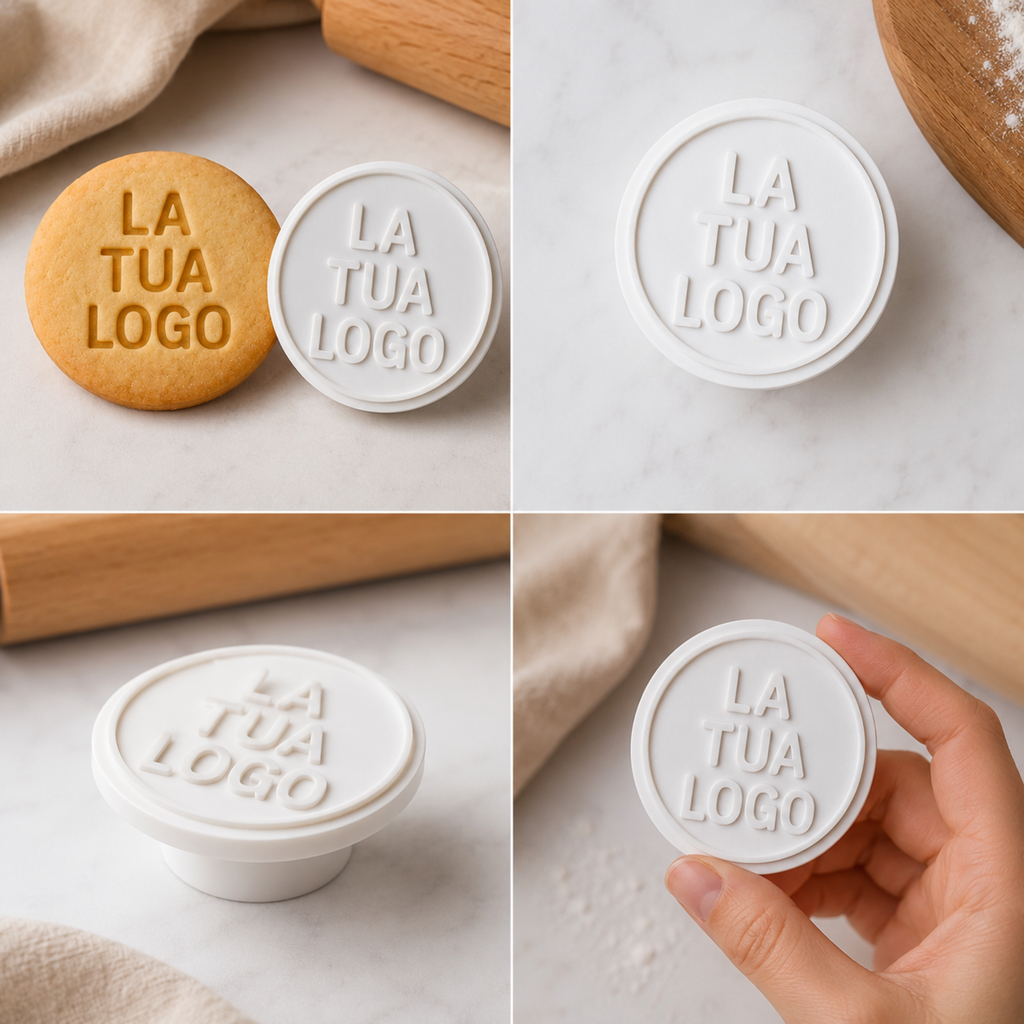 Chioda.cotti Timbro Biscotti Personalizzato Logo 6-8cm - Stampo Professionale Manico Ergonomico