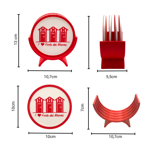 Set 4pz Sottobicchieri Ø10cm i Love Forte dei Marmi + supporto elegante a tema pesciolini by Chioda – Made in Italy (Cópia) (Cópia) (Cópia)