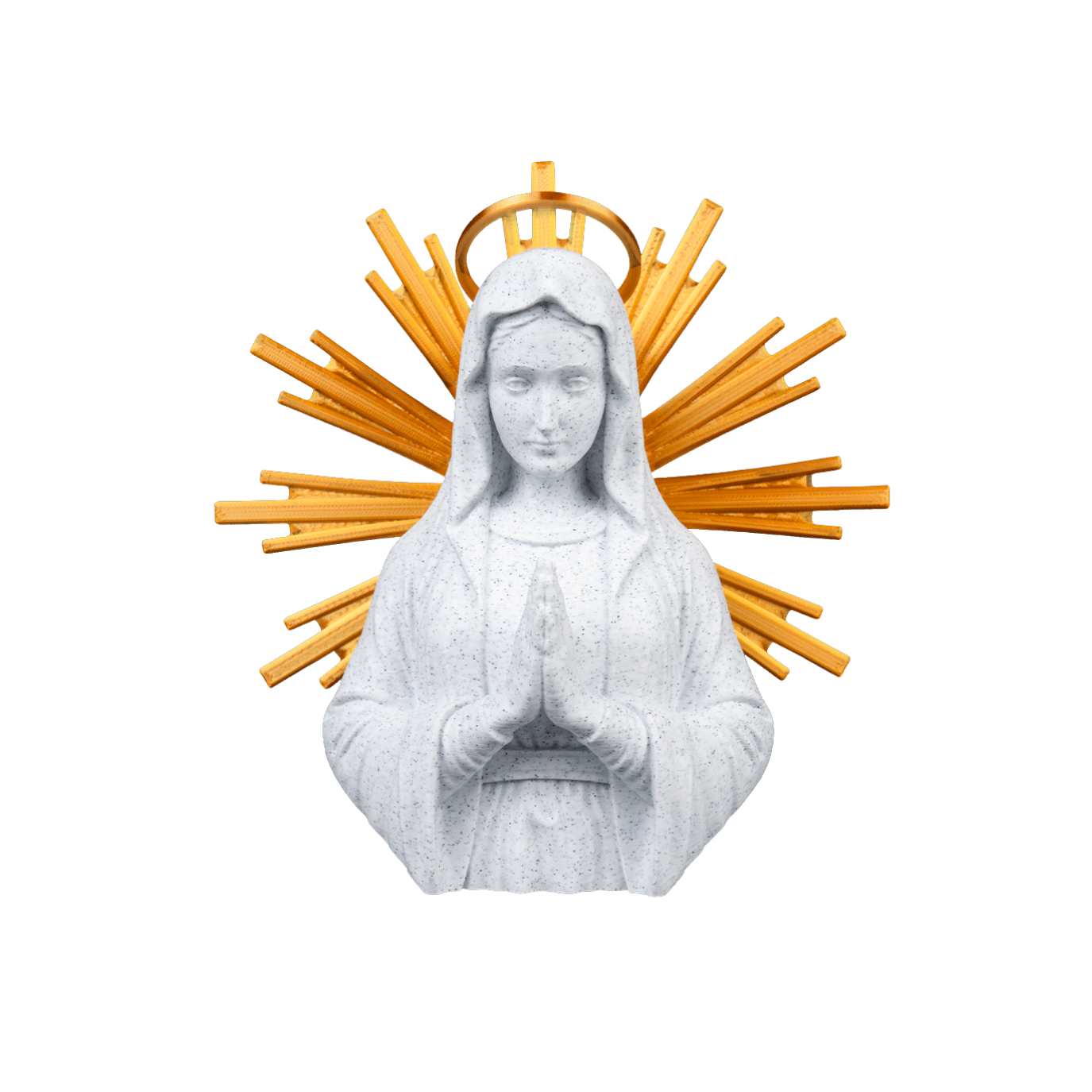 Madonna 20cm – Scultura Sacra Effetto Marmo Bianco e Aureola Dorata | Artigianato Toscana