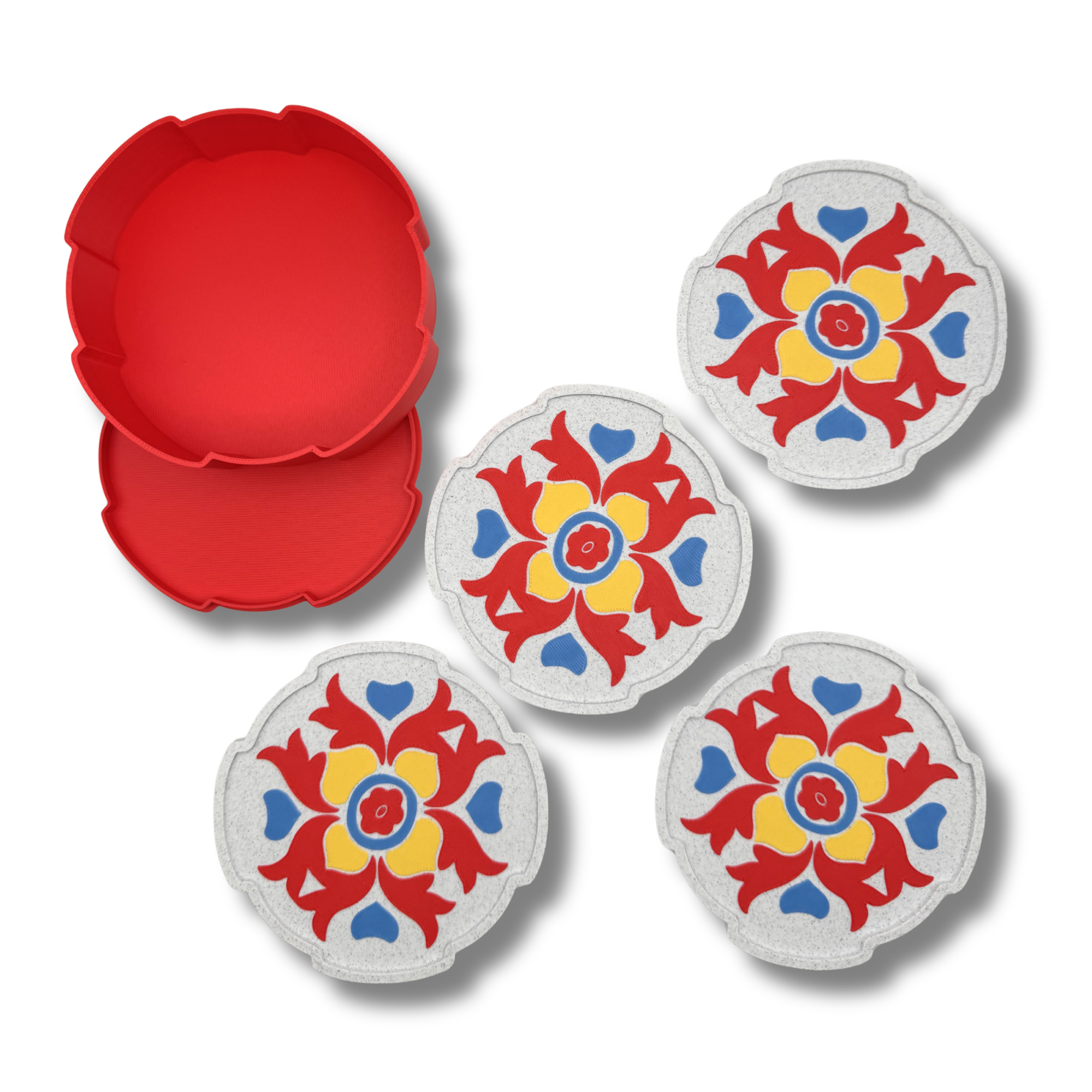 Sottobicchieri Taormina Colorati | Design Sicilia Elegante Set 4 Sottobicchieri - Rosso, Blu, Arancione o Verde