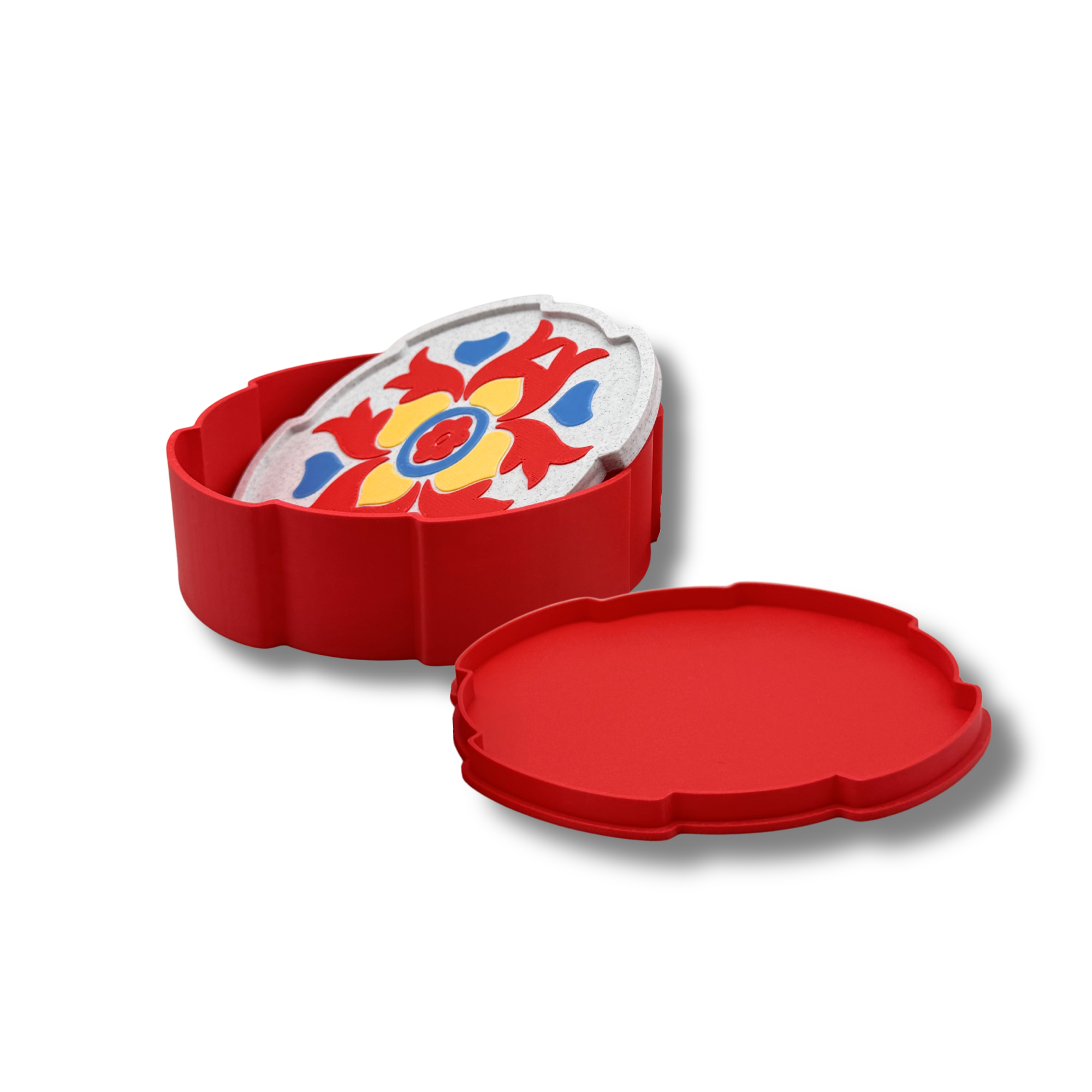 Sottobicchieri Taormina Colorati | Design Sicilia Elegante Set 4 Sottobicchieri - Rosso, Blu, Arancione o Verde