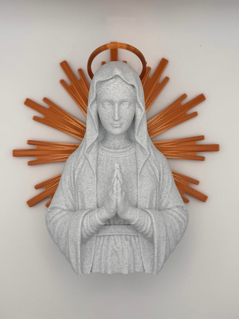 Madonna 20cm Vergine Maria Personalizzabile - colori Marmo e Oro - Bomboniera Comunione e Regalo Mamma