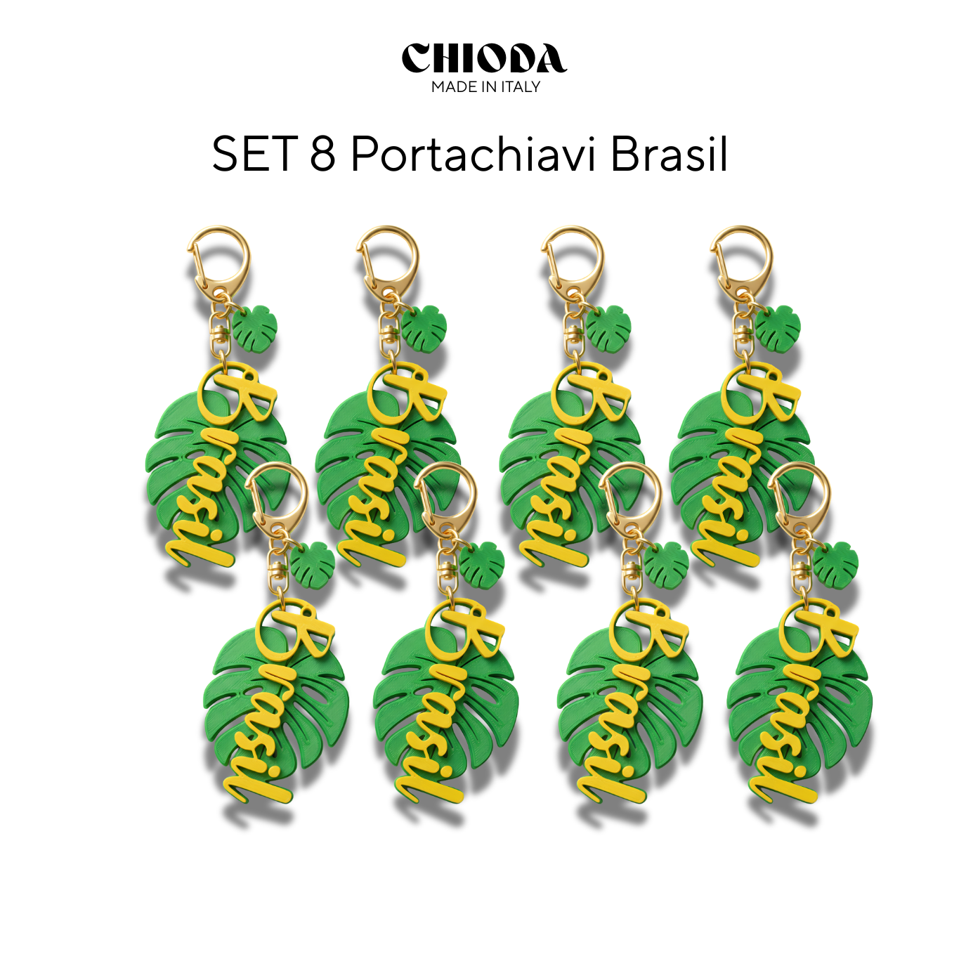 Portachiavi Foglia di Monstera BRASIL – Ciondolo Elegante Stile Tropicale | Set da 2/8 Pezzi