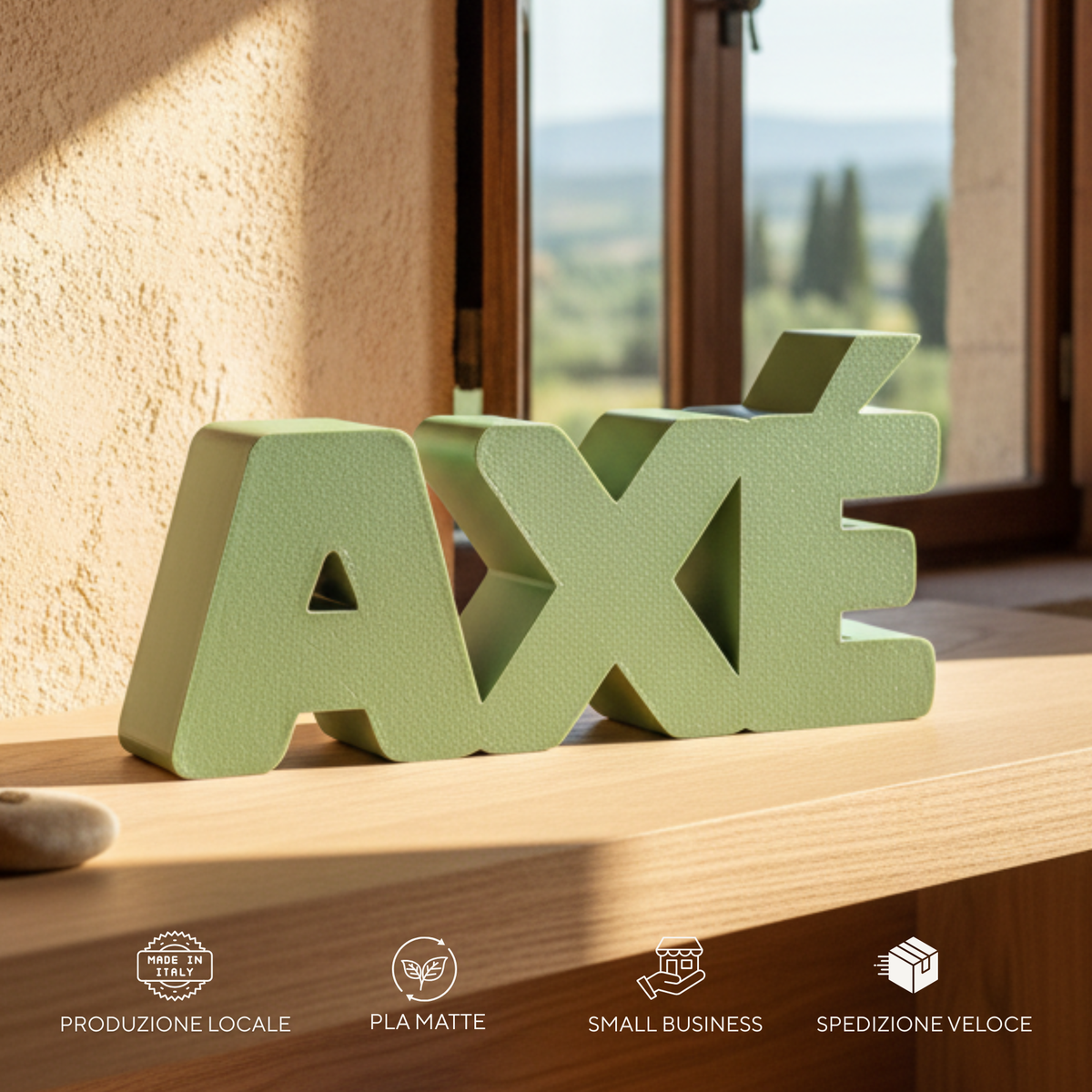 Scritta AXÉ Decorativa 3D energia positiva buona fortuna e protezione in casa
