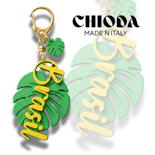 Chioda Set 8 Portachiavi Monstera Brasil 5cm - Confezione Regalo per Attività Commerciali e aziende