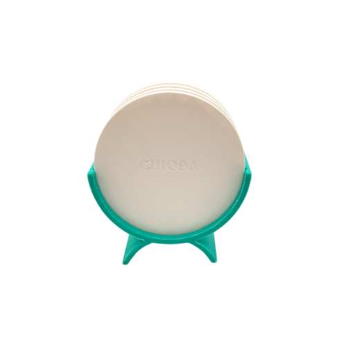 Set 4pz Sottobicchieri Ø10cm Cabine al Mare + supporto elegante a tema pesciolini by Chioda – Made in Italy (Cópia)