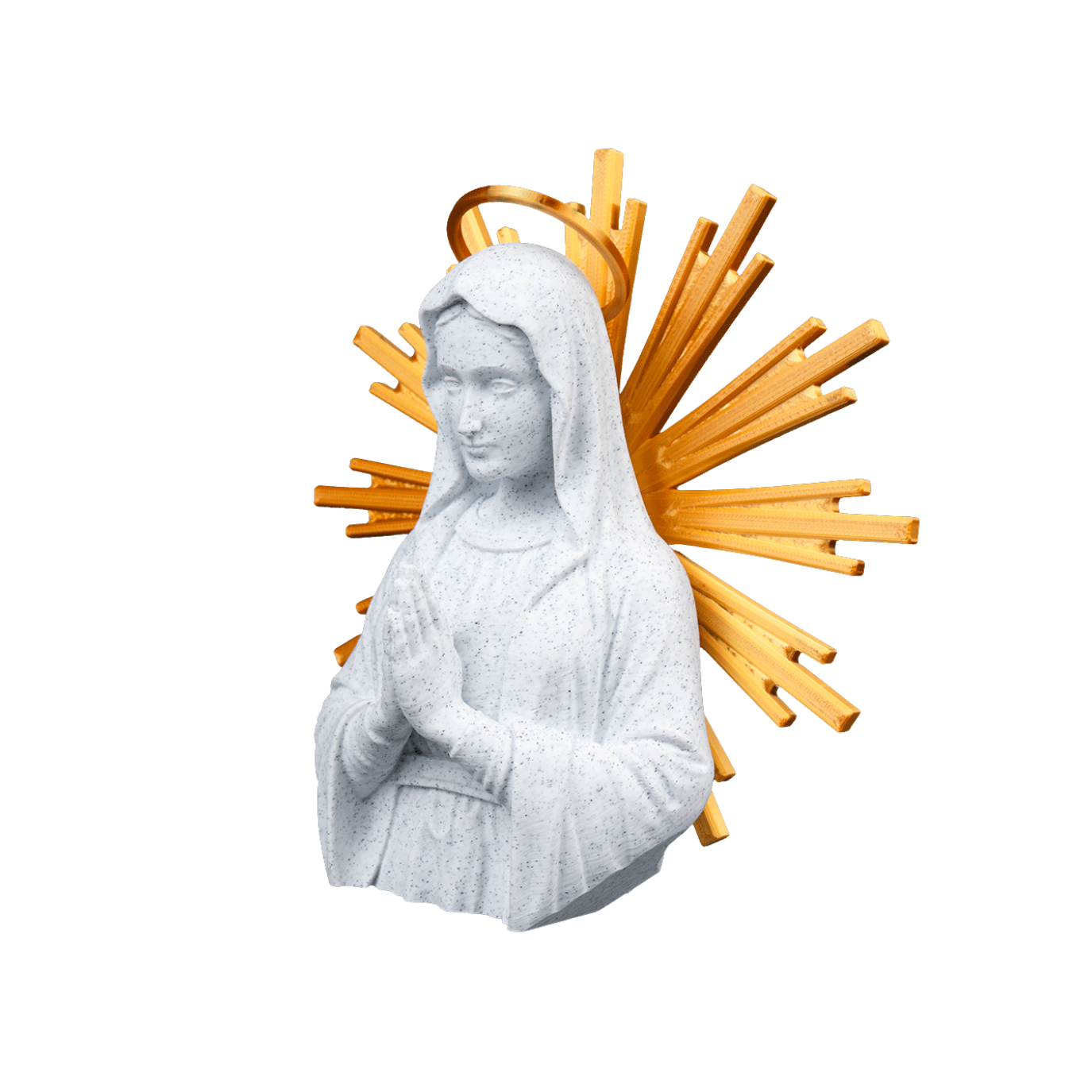 Madonna 20cm – Scultura Sacra Effetto Marmo Bianco e Aureola Dorata | Artigianato Toscana