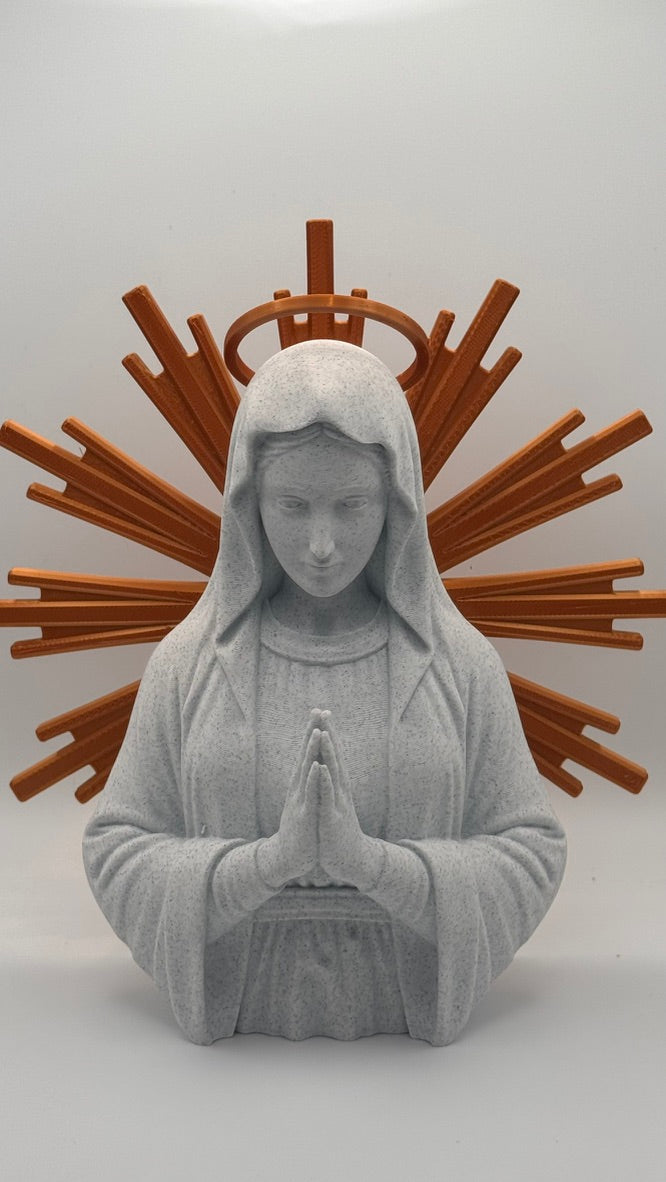 Madonna 20cm Vergine Maria Personalizzabile - colori Marmo e Oro - Bomboniera Comunione e Regalo Mamma