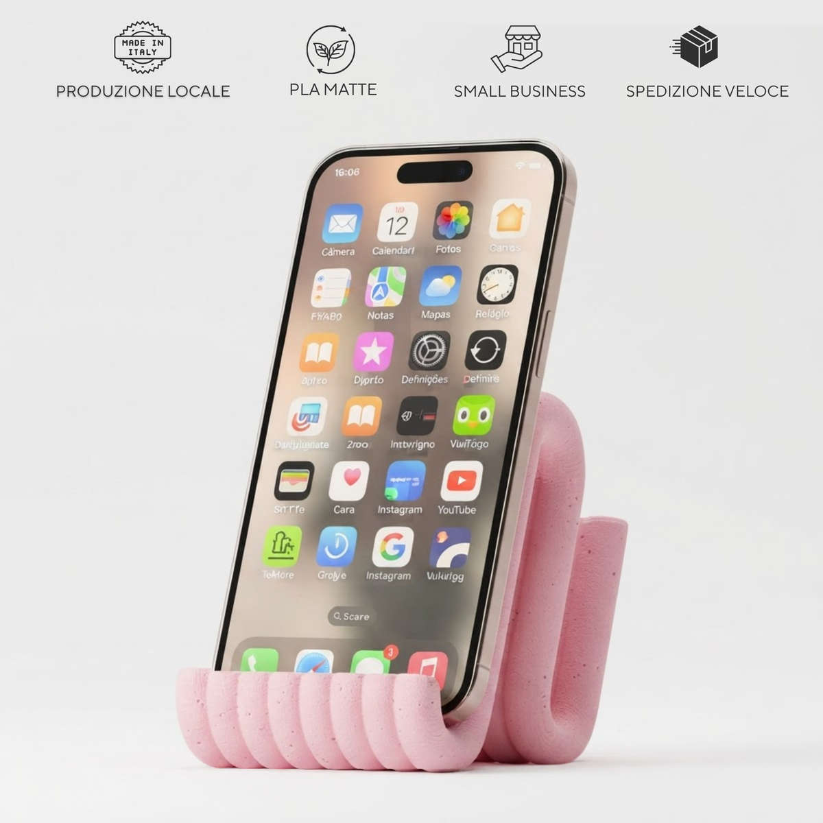 Supporto Cellulare Design Wave Matte | MagSafe | 6 Colori | Made in Italy