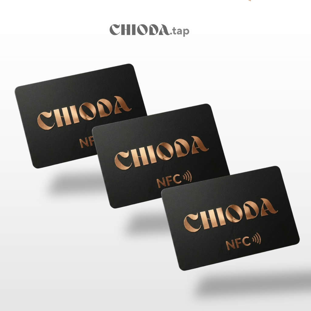 CHIODA.TAP: Set 3 Tessere da Visita NFC Personalizzato con Logo, Tessera Contactless Programmabile, Social & vCard, Design Moderno 100% Made in Italy
