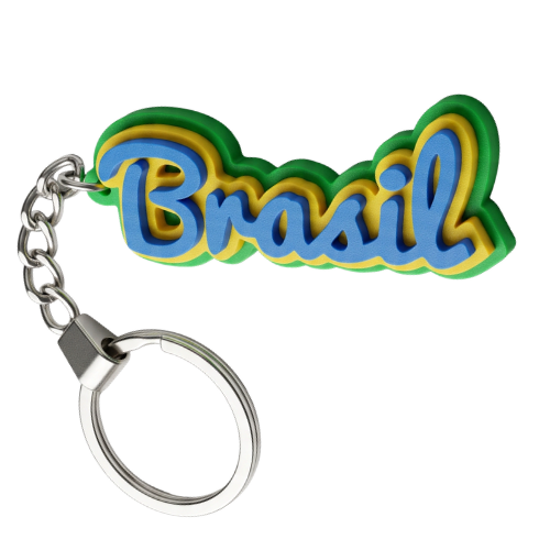 Set 6 Portachiavi Brasil Tricolore - Souvenir Brasile - Chioda-Made in Italy -ideale per attività commerciali, negozi di souvenir