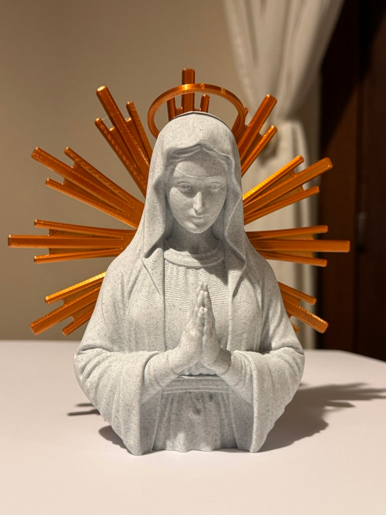 Madonna 20cm Vergine Maria Personalizzabile - colori Marmo e Oro - Bomboniera Comunione e Regalo Mamma