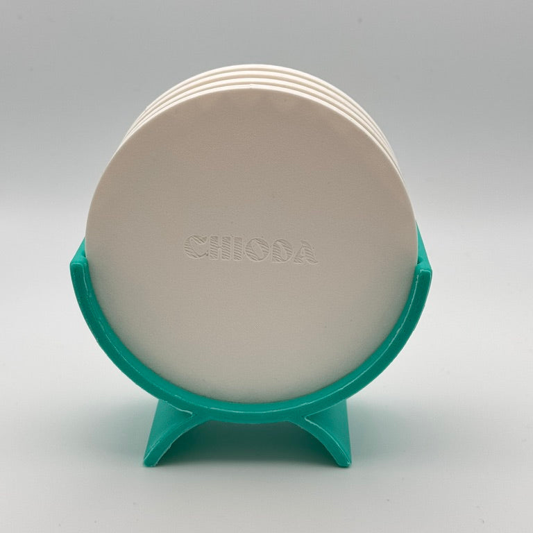 Set 4pz Sottobicchieri Ø10cm  + supporto elegante a tema pesciolini by Chioda – Made in Italy
