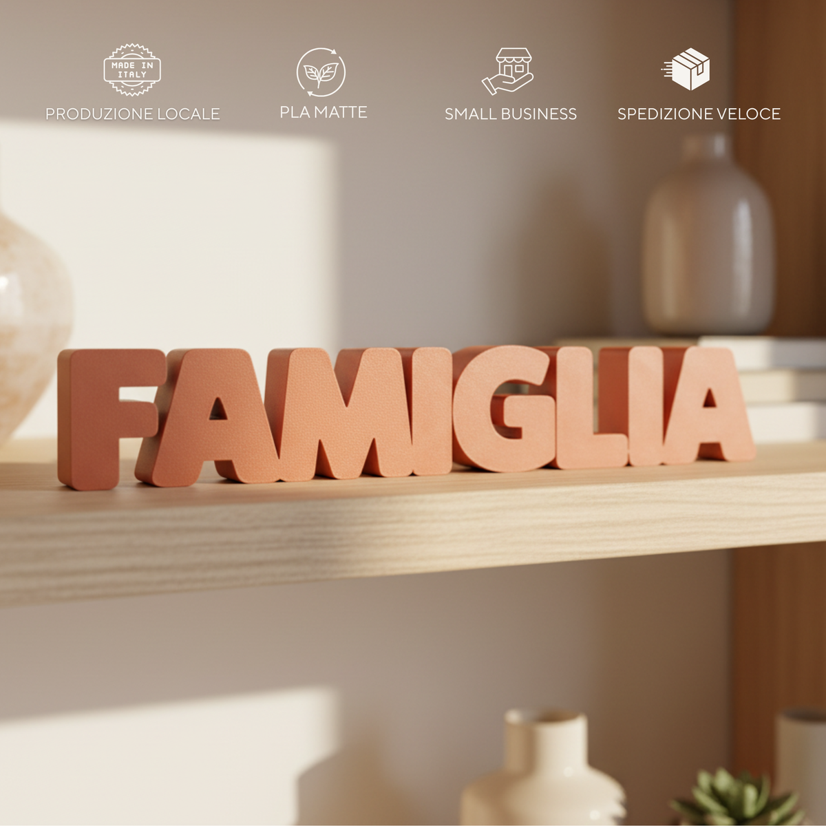 Scritta FAMIGLIA Decorativa 3D | Matte | Made in Italy