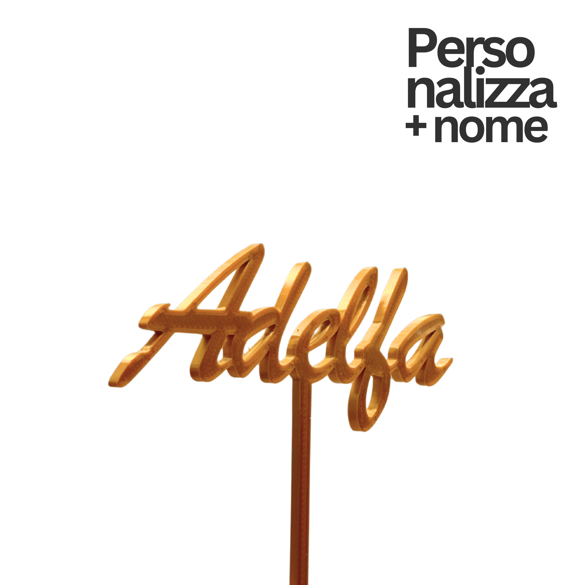 Topper 3D Personalizzato + Nome | Torta Compleanno Oro Glitterato| Chioda Studio