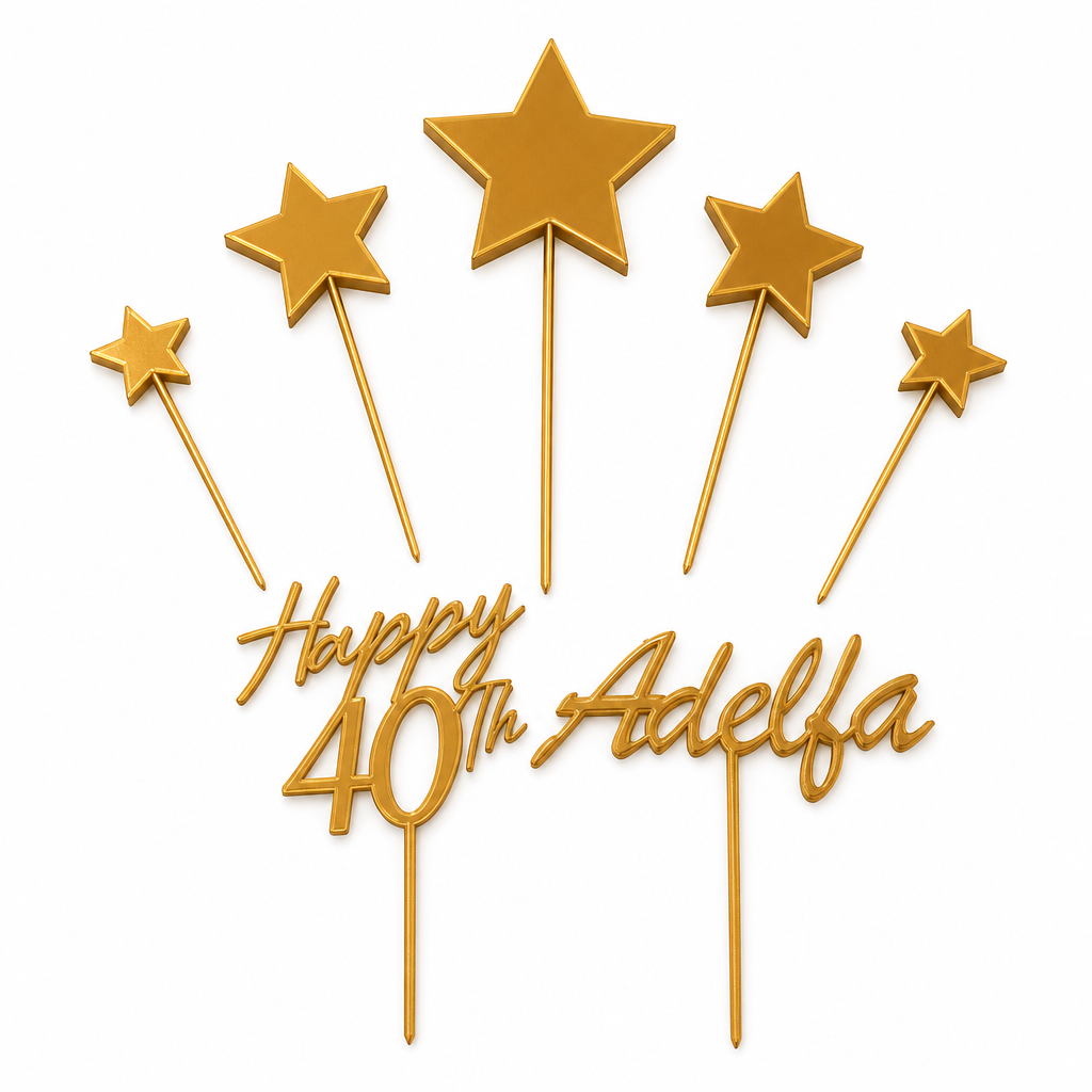 Topper 3D Personalizzato + Nome | Torta Compleanno Oro Glitterato| Chioda Studio