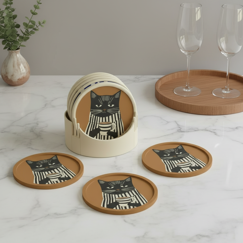 Sottobicchieri Gatto by Chioda – Set 4 pz Ø10 cm Made in Italy