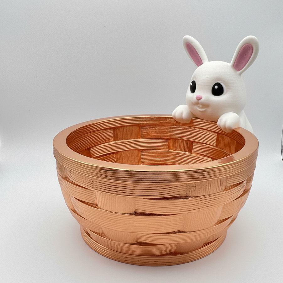 Cestino ORO con coniglietto 14cm