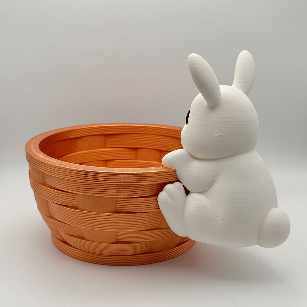 Cestino ORO con coniglietto 14cm