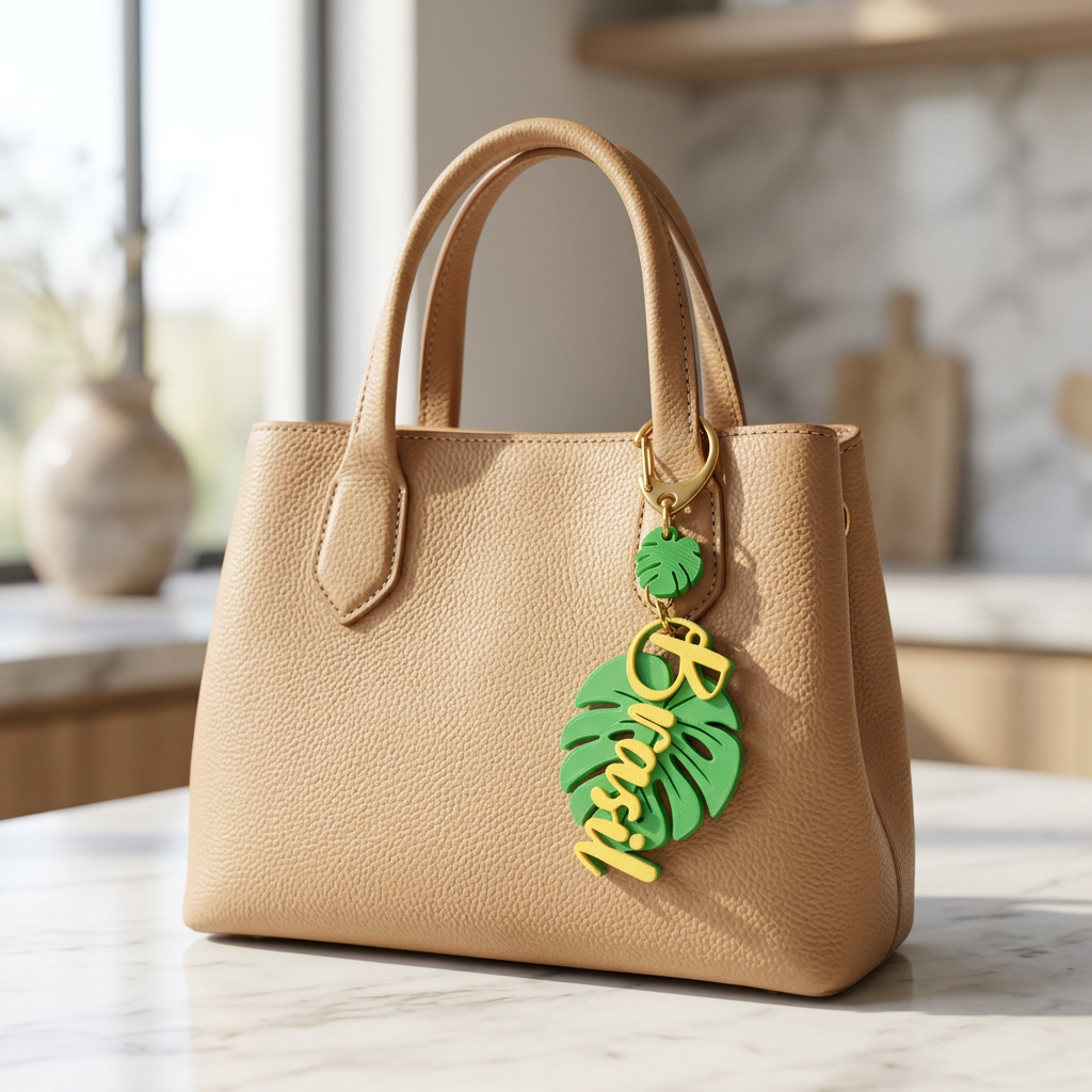 Chioda Set 2 Portachiavi Foglia Monstera Brasil 5cm - Tropicale Elegante con Dettaglio Dorato - Accessorio Regalo Stile Unico Brasile Made in Italy