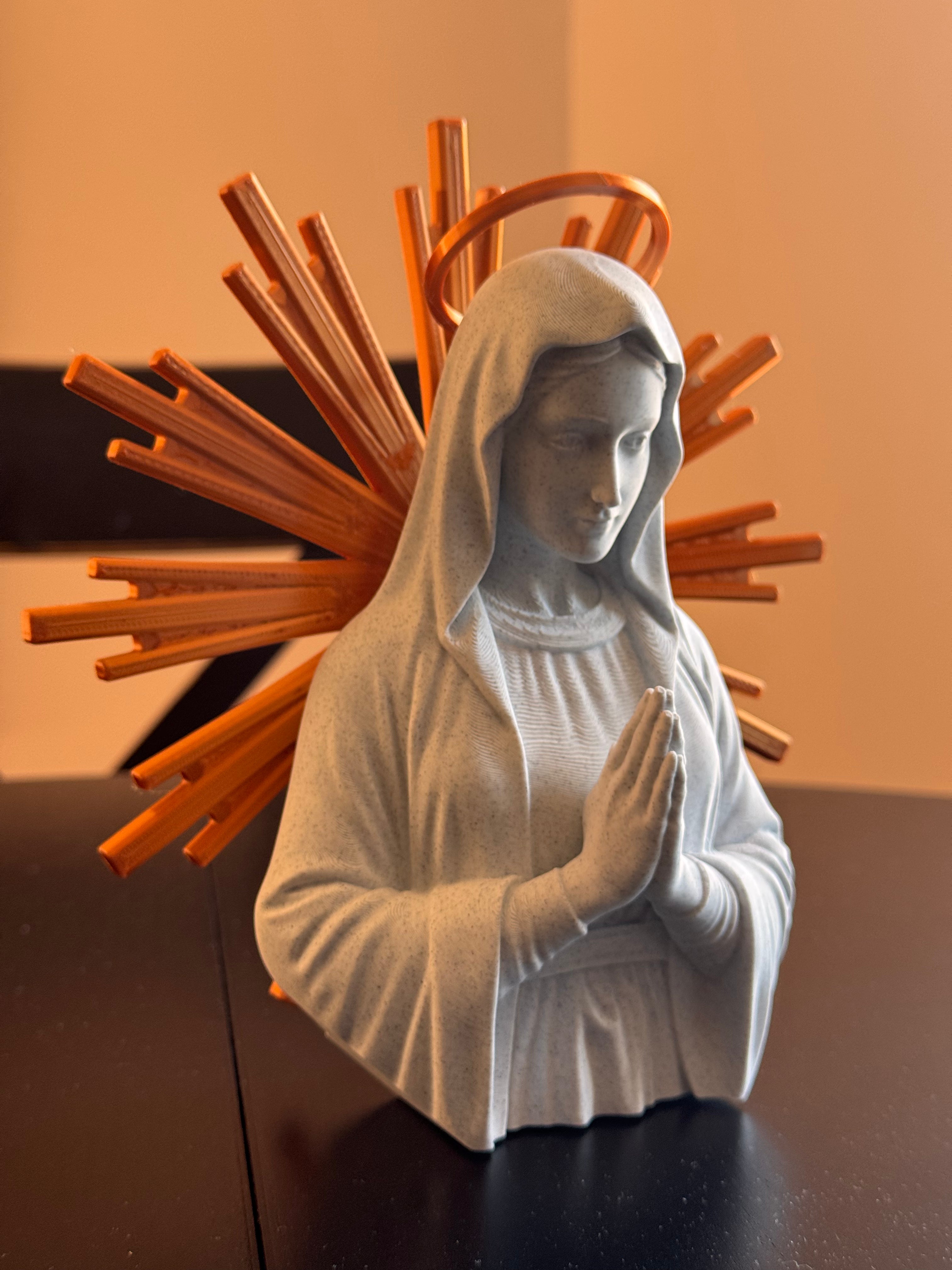 Madonna 20cm Vergine Maria Personalizzabile - colori Marmo e Oro - Bomboniera Comunione e Regalo Mamma