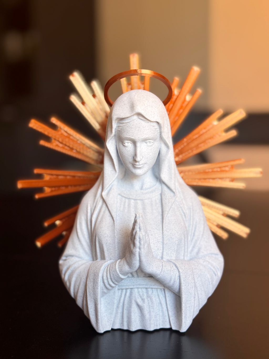 Madonna 20cm Vergine Maria Personalizzabile - colori Marmo e Oro - Bomboniera Comunione e Regalo Mamma