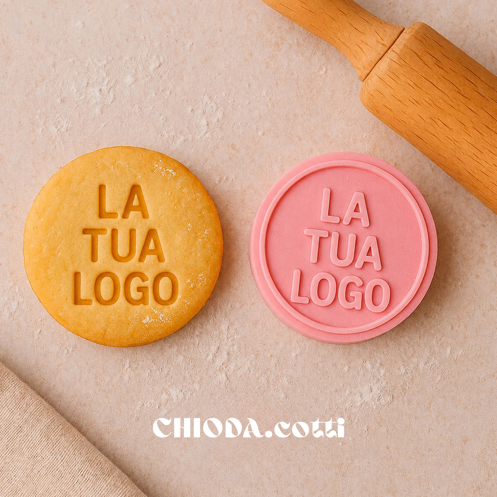 Chioda.cotti Timbro Biscotti Personalizzato Logo 6-8cm - Stampo Professionale Manico Ergonomico