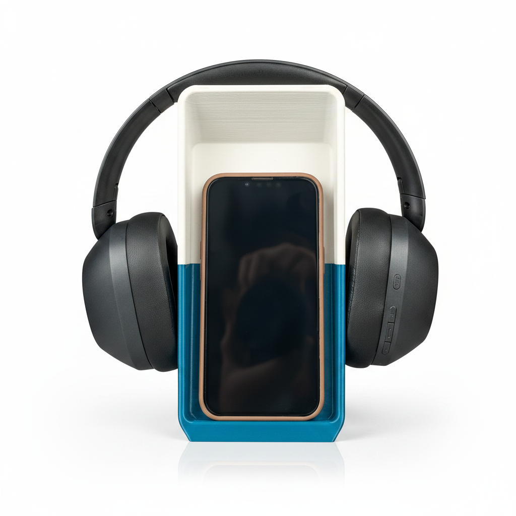 Chioda.Cube Organizer Scrivania Design 3 in 1 Porta Cuffie + Penne + Cellulare