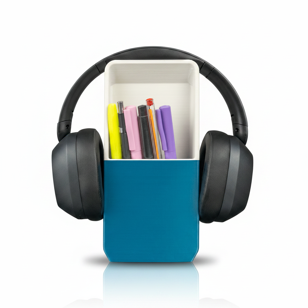 Chioda.Cube Organizer Scrivania Design 3 in 1 Porta Cuffie + Penne + Cellulare