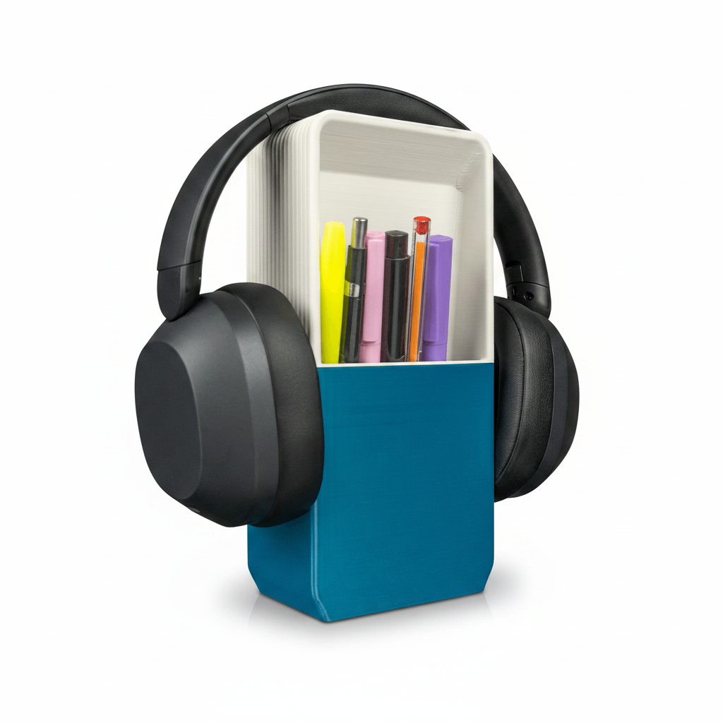 Chioda.Cube Organizer Scrivania Design 3 in 1 Porta Cuffie + Penne + Cellulare