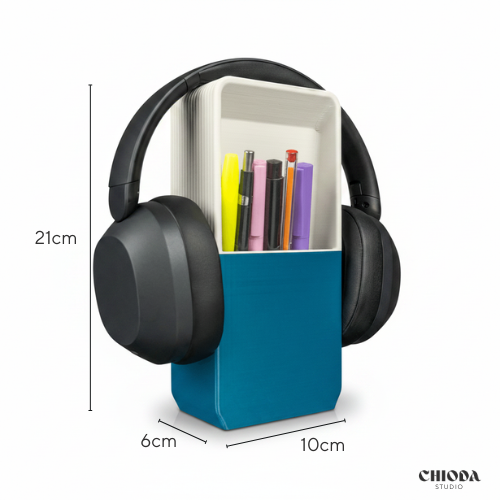 Chioda.Cube Organizer Scrivania Design 3 in 1 Porta Cuffie + Penne + Cellulare