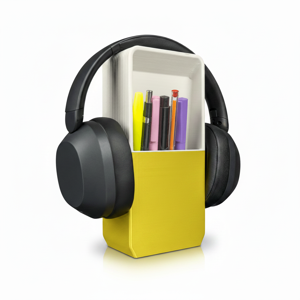Chioda.Cube Organizer Scrivania Design 3 in 1 Porta Cuffie + Penne + Cellulare
