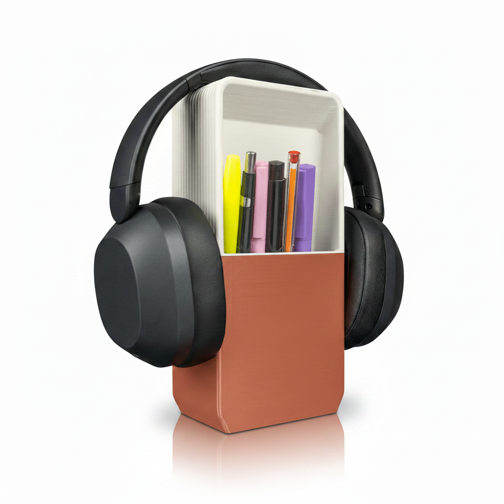 Chioda.Cube Organizer Scrivania Design 3 in 1 Porta Cuffie + Penne + Cellulare