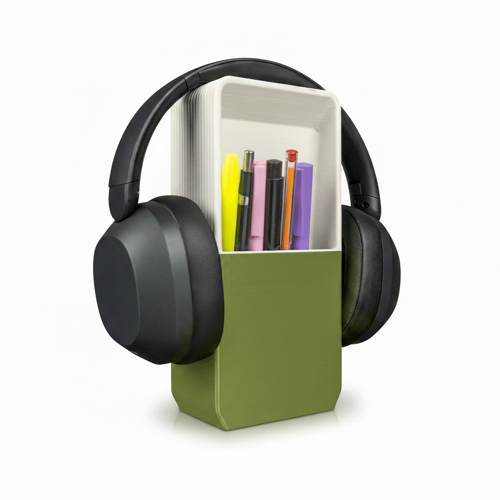 Chioda.Cube Organizer Scrivania Design 3 in 1 Porta Cuffie + Penne + Cellulare