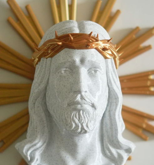 Volto di Gesù 20cm effetto Marmo e Oro - Arte Sacra Moderna - Bomboniera Comunione e Regalo Mamma