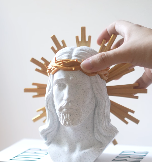 Volto di Gesù 20cm effetto Marmo e Oro - Arte Sacra Moderna - Bomboniera Comunione e Regalo Mamma