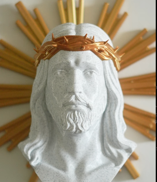 Volto di Gesù 20cm effetto Marmo e Oro - Arte Sacra Moderna - Bomboniera Comunione e Regalo Mamma