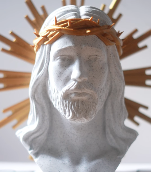 Volto di Gesù 20cm effetto Marmo e Oro - Arte Sacra Moderna - Bomboniera Comunione e Regalo Mamma