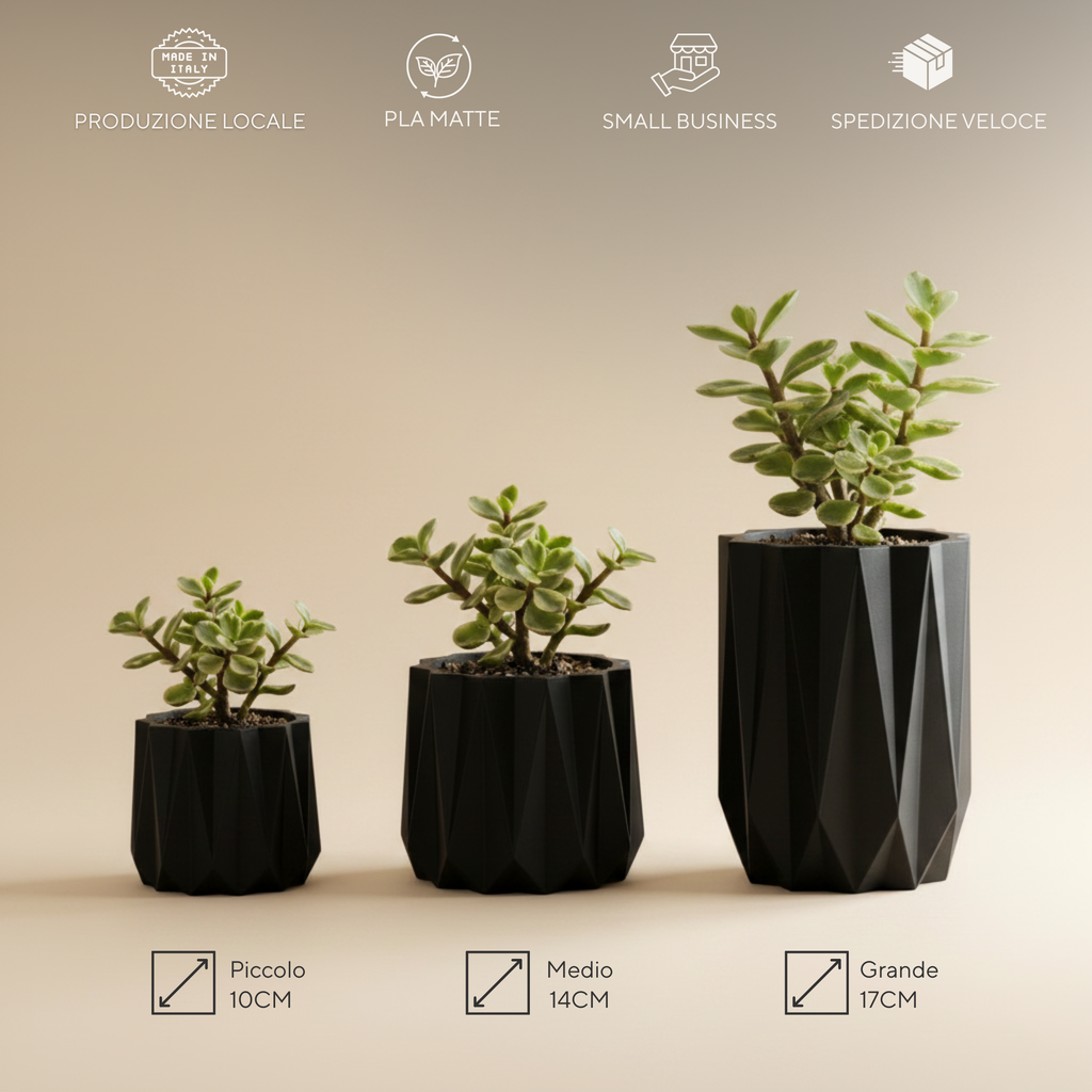 Vaso Piante Euclide Design Geometrico | 3 Misure | Chioda
