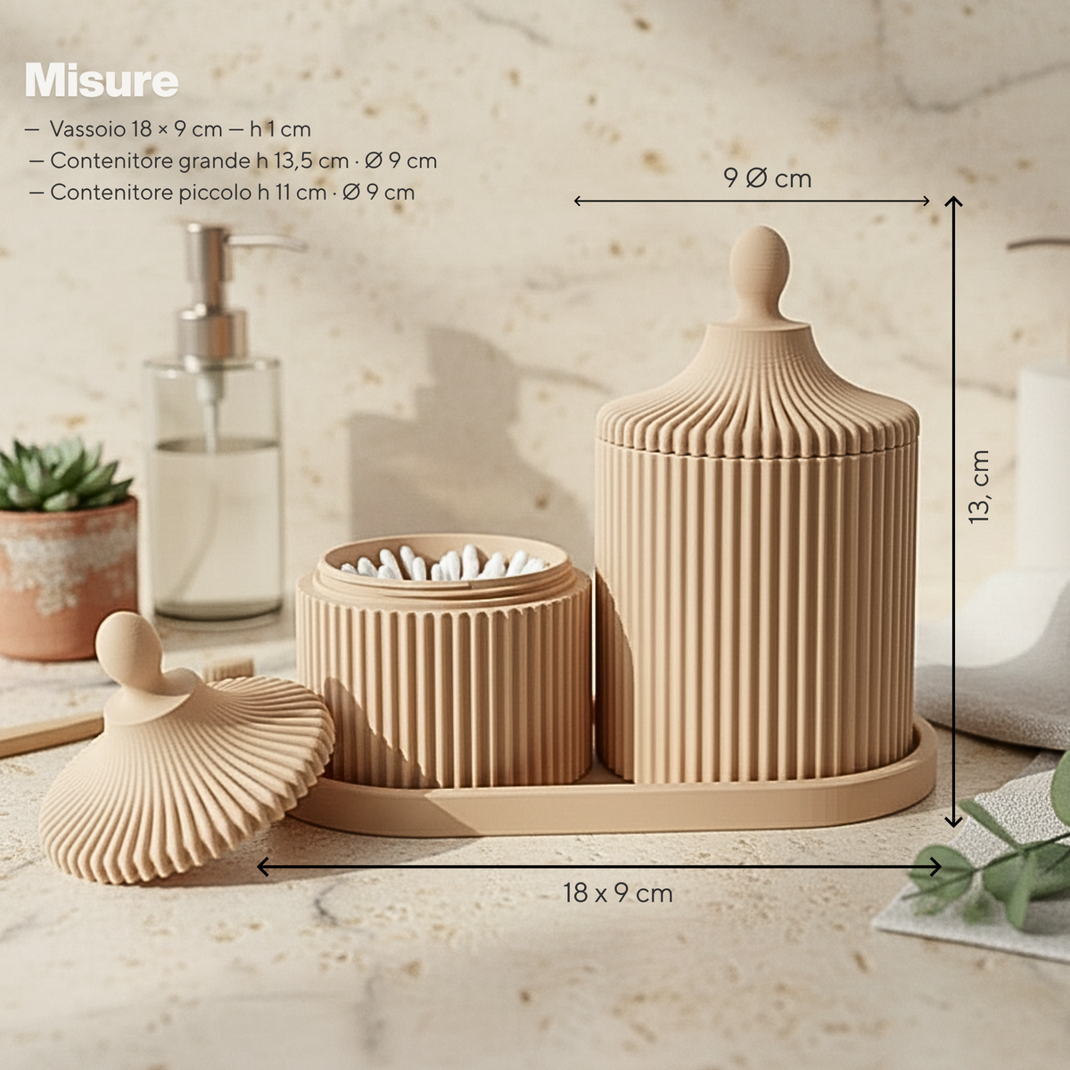 Chioda.ARGILLA Set Bagno 3 Pezzi Design | Made in Italy