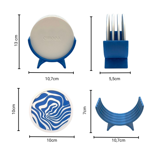 Sottobicchieri BLU.CAPRI by Chioda – Set 4 pz Ø10 cm Made in Italy
