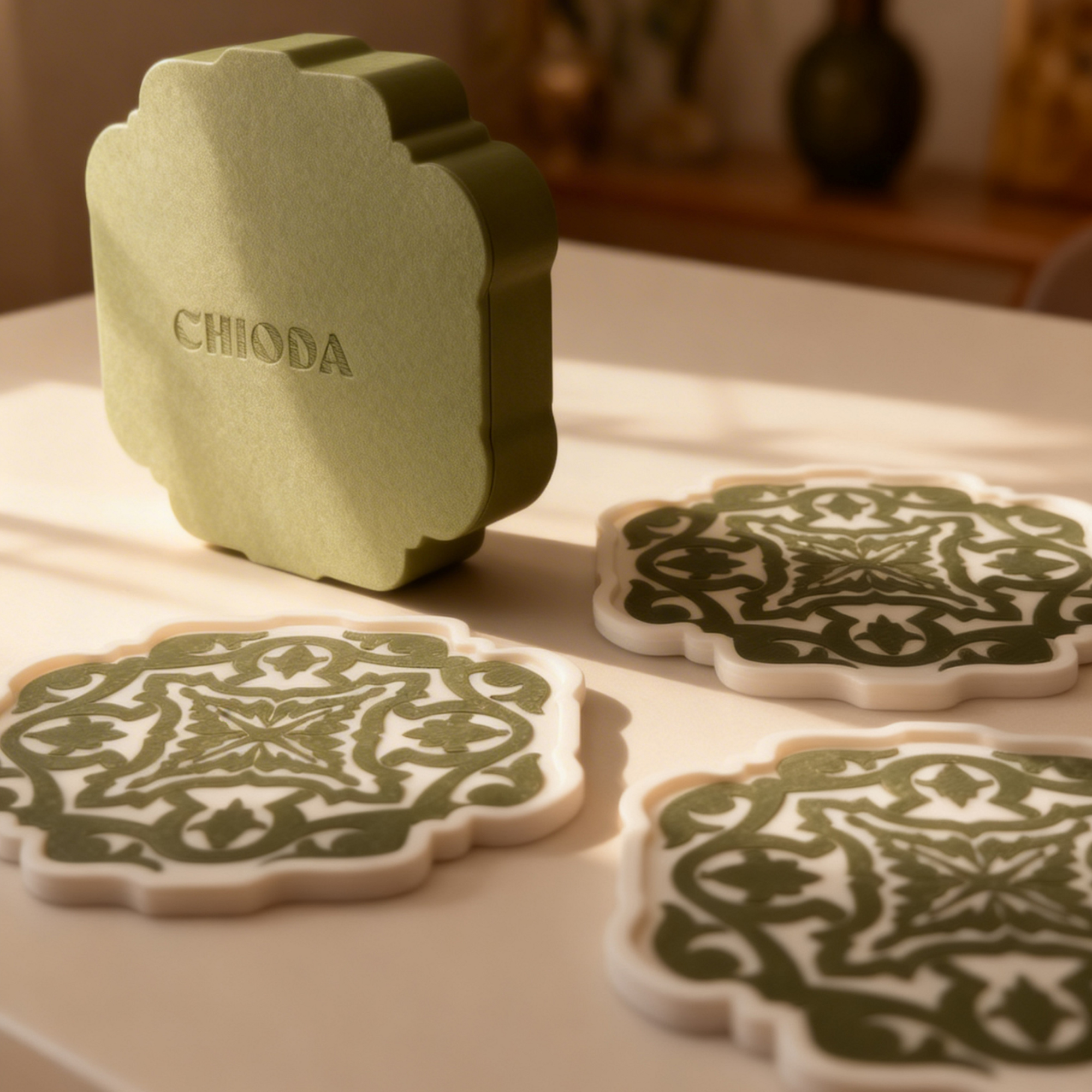 Set 4 Sottobicchieri Puglia Floreale con Scatola Esclusiva