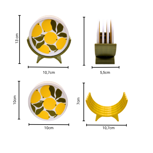 Set 4 Sottobicchieri Design Limone con Supporto Elegante