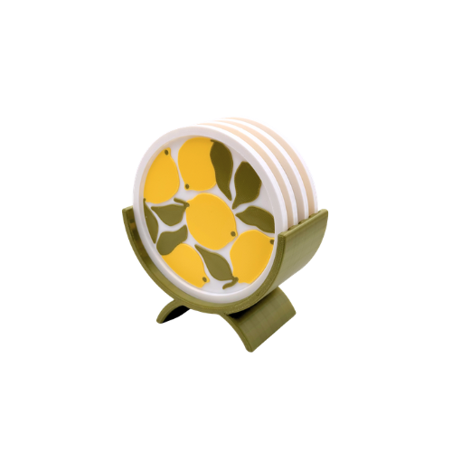 Set 4 Sottobicchieri Design Limone con Supporto Elegante